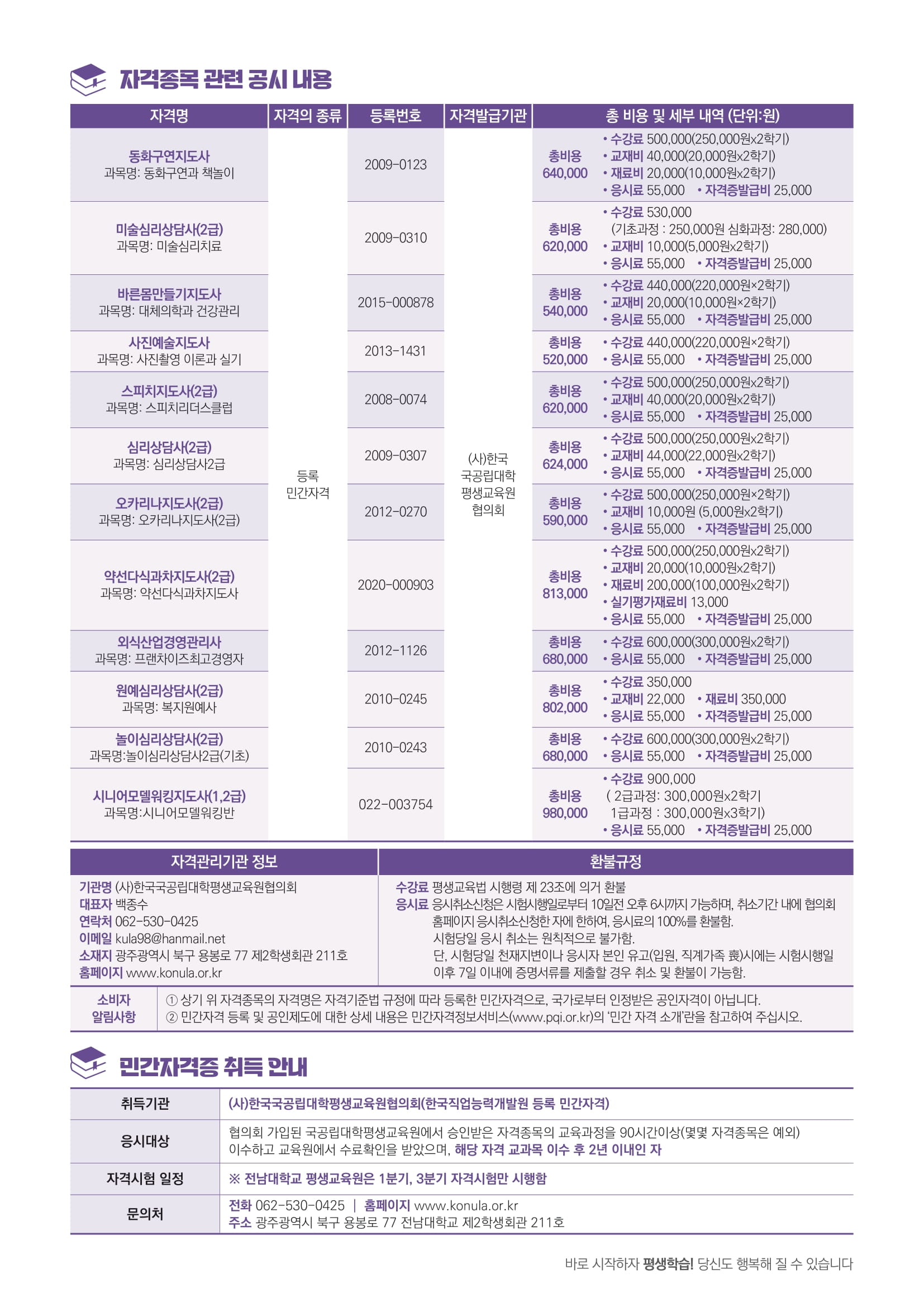 2023학년도 1학기 평생교육원 수강생 모집 안내 첨부이미지